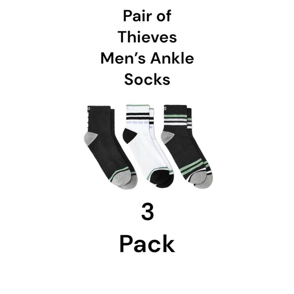 Pair of Thieves Other - Pair of Thieves Men's Cushion Ankle Socks 3 Pack Shoe Size 6-12 Blk Gray White